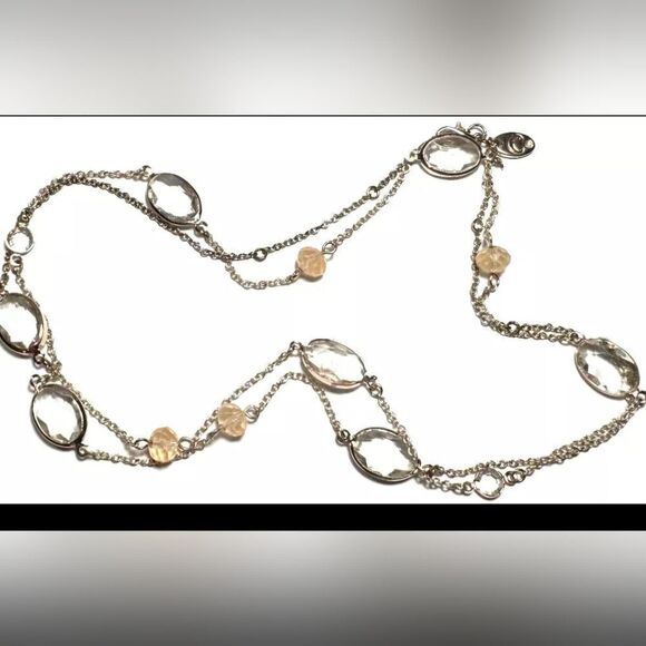 Vintage Jewelry Necklace SIGNED CHARMING CHARLIE Chain Encased Multi Bead 37" - Picture 1 of 1